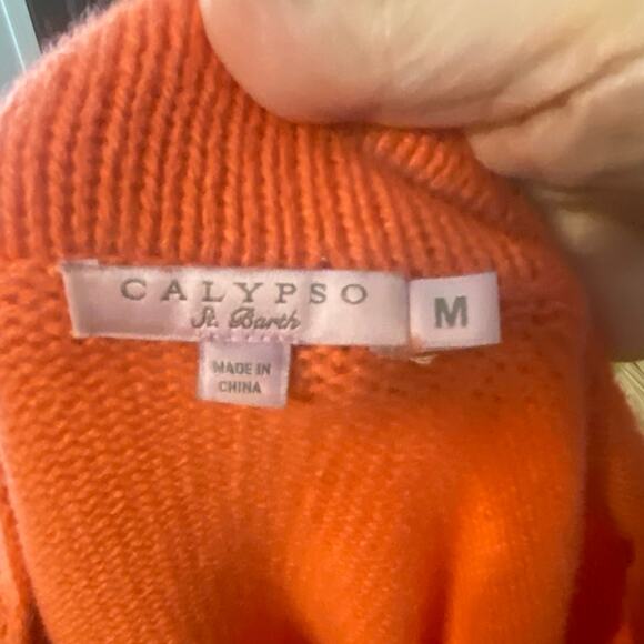 Calypso St. Barth 100% Cashmere Sweater Coral Orange Medium Soft Luxe cozy - Picture 8 of 8